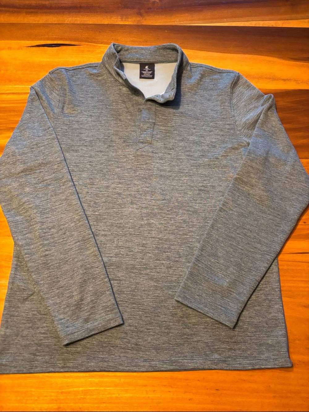 Kyodan Men's Green/Gray Heather Long Sleeve Polo Sweatshirt